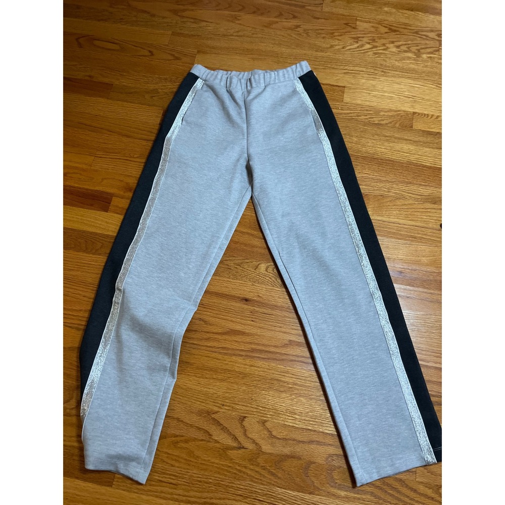 Drapers & Damons High Rise Track Pants Gray Joggers with Side Glitter Stripe S